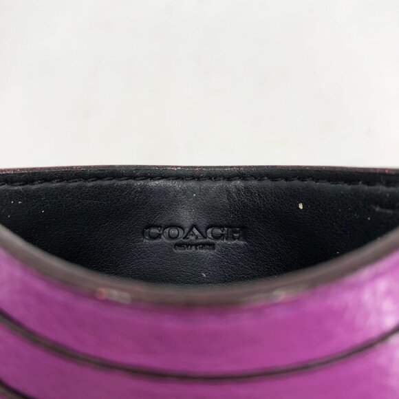 Coach Purple Flower Leather Card Wallet | Mini Size for All Occasions - Picture 7 of 7